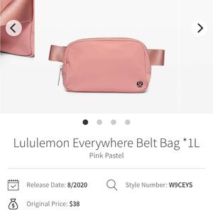 lululemon everywhere belt bag pink pastel